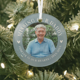 Aangepaste foto gepersonaliseerd herdenkings overl glas ornament