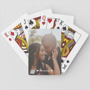 Aangepaste foto Gepersonaliseerd Paar Liefde Hart Pokerkaarten