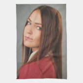 Aangepaste foto gepersonaliseerd theedoek (Verticaal)