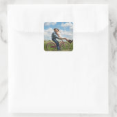 Aangepaste foto gepersonaliseerd   vierkante sticker (Tas)