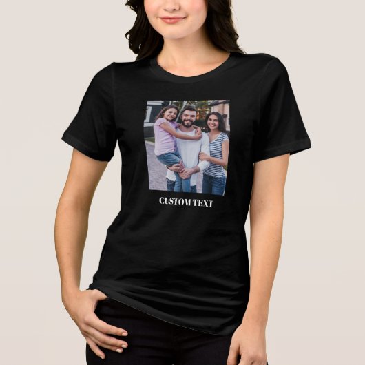 Aangepaste Foto Gepersonaliseerde Afbeeldingen Aan Tri-Blend Shirt (Voorkant)