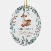 Aangepaste foto Gepersonaliseerde Baby's Eerste Ke Keramisch Ornament (Rechts)