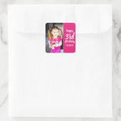 Aangepaste foto-gepersonaliseerde 'Birthday Party' Vierkante Sticker (Tas)