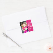 Aangepaste foto-gepersonaliseerde 'Birthday Party' Vierkante Sticker (Envelop)