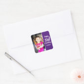 Aangepaste foto-gepersonaliseerde 'Birthday Party' Vierkante Sticker (Envelop)