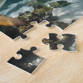 Aangepaste Foto Gepersonaliseerde blauwe witte haa Legpuzzel (Zijkant)