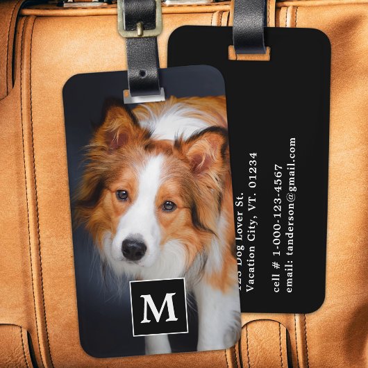 Aangepaste Foto Gepersonaliseerde Familie Hond Mon Bagagelabel