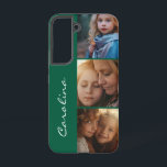 Aangepaste foto Gepersonaliseerde Forest Green Samsung Galaxy Hoesje<br><div class="desc">Verhoog uw Samsung Galaxy S22 met onze aangepaste foto gepersonaliseerde bos groen hoesje. Dit stijlvolle hoesje toont uw favoriete herinneringen met drie gepersonaliseerde fotoslots en een ruimte voor jouw naam. Persoonlijke touch: voeg uw favoriete foto's en naam toe voor een echt unieke look. Maak uw telefoon net zo uniek als...</div>