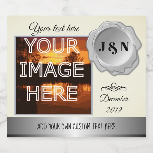 Aangepaste foto gepersonaliseerde gin likeurfles etiket (Enkel label)