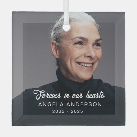 Aangepaste foto gepersonaliseerde herdenking Funer Glas Ornament (Voorkant)