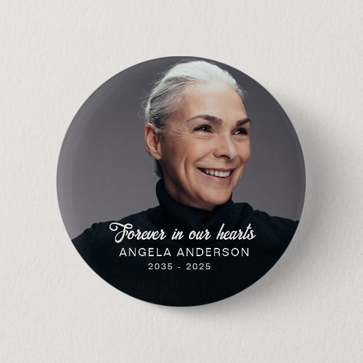 Aangepaste foto gepersonaliseerde herdenking Funer Ronde Button 5,7 Cm (Voorkant)