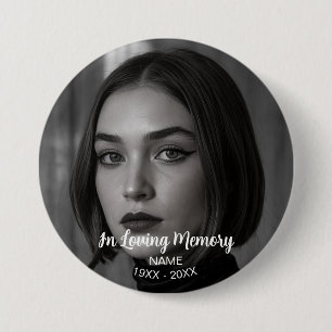 Aangepaste foto gepersonaliseerde herdenking Funer Ronde Button 7,6 Cm