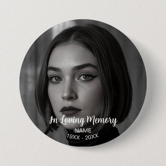 Aangepaste foto gepersonaliseerde herdenking Funer Ronde Button 7,6 Cm (Voorkant)