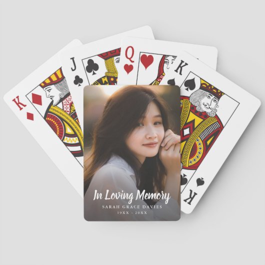 Aangepaste foto gepersonaliseerde herdenkingstribu pokerkaarten (Achterkant)