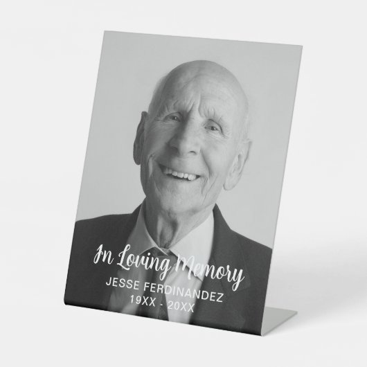 Aangepaste foto gepersonaliseerde herdenkingstribu reclamebord met voetstuk (Voorkant)