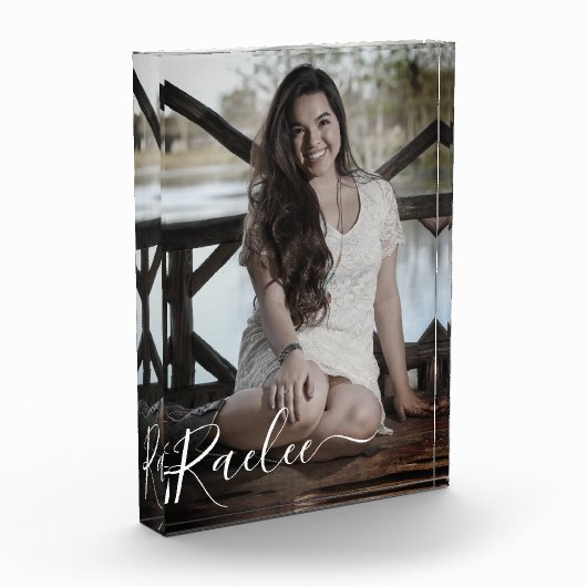 Aangepaste foto gepersonaliseerde naam Elegante aa (Links)