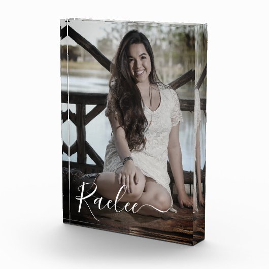 Aangepaste foto gepersonaliseerde naam Elegante aa (Rechts)