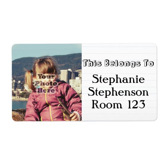 Aangepaste foto Gepersonaliseerde naam School Book Etiket (Voorkant)