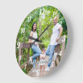 Aangepaste foto, gepersonaliseerde naam, witte let grote klok (Hoek)