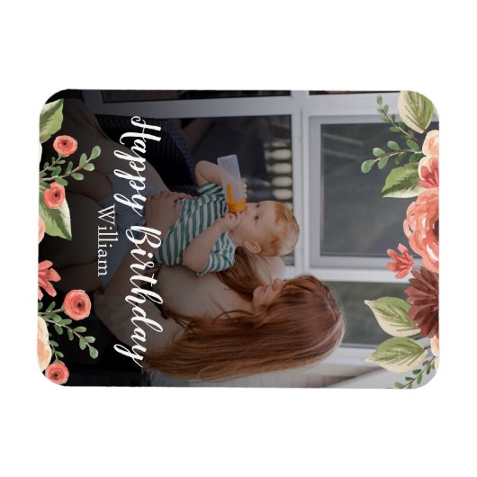 Aangepaste foto gepersonaliseerde script verjaarda magneet (Horizontaal)