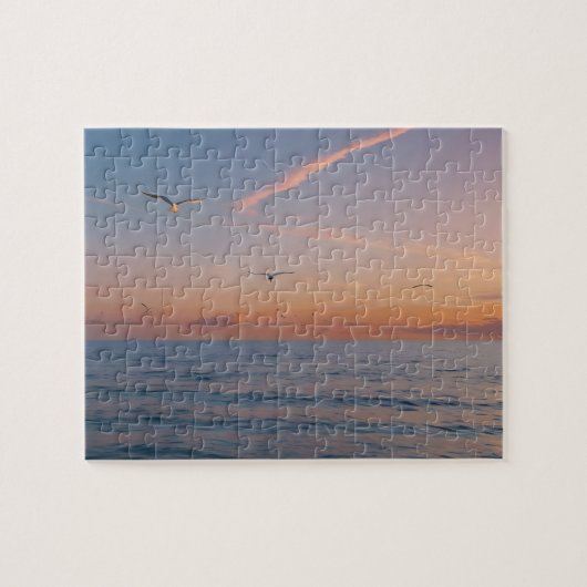 Aangepaste foto gepersonaliseerde Sunset Beach Wav Legpuzzel (Horizontaal)