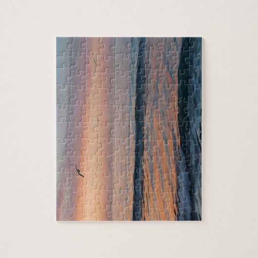 Aangepaste foto gepersonaliseerde Sunset Beach Wav Legpuzzel (Verticaal)