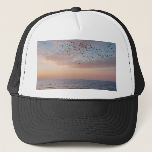 Aangepaste foto gepersonaliseerde Sunset Beach Wav Trucker Pet (Voorkant)