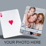 Aangepaste foto-gepersonaliseerde tekstfamilie mod pokerkaarten<br><div class="desc">Maak je eigen speelkaarten met je foto en tekst omgeven door twee harten met een grijze en navy masculine.            Het kan een  stokje voor je familie zijn of een mooi cadeau voor je vader,  grootvader,  oom op zijn verjaardag,  Kerstmis of Vaderdag.</div>
