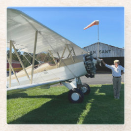 Aangepaste foto geschenken, piloot, vliegtuig, Vad Glazen Onderzetter