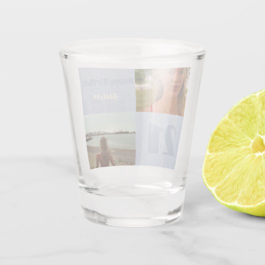 Aangepaste foto geschenken voor 21 jaar oud Vrouw  Shot Glas (Achterkant)