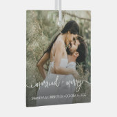 Aangepaste foto Getrouwd & Vrolijk eerste Kerstmis Glas Ornament (Voorkant Rechts)