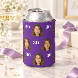 Aangepaste foto gezicht 30e verjaardag blikkoeler blikjeskoeler