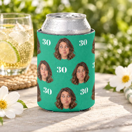 Aangepaste foto gezicht 30e verjaardag blikkoeler blikjeskoeler