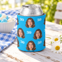 Aangepaste foto gezicht 30e verjaardag blikkoeler blikjeskoeler