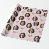 Aangepaste foto gezicht & cocktail | Gepersonalise Cadeaupapier (Uitgerold)