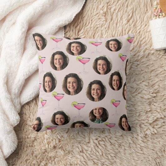 Aangepaste foto gezicht & cocktail | Gepersonalise Kussen (Deken)