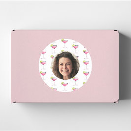 Aangepaste foto gezicht & cocktail | Gepersonalise Ronde Sticker