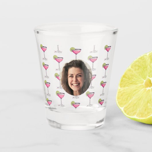 Aangepaste foto gezicht & cocktail | Gepersonalise Shot Glas (Voorkant)