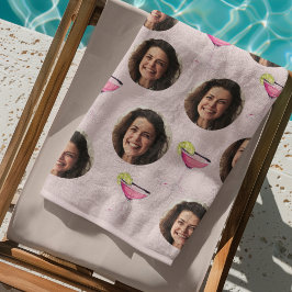 Aangepaste foto gezicht & cocktail | Gepersonalise Strandlaken