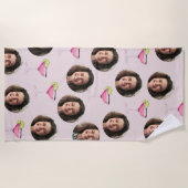 Aangepaste foto gezicht & cocktail | Gepersonalise Strandlaken (Voorkant)