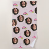 Aangepaste foto gezicht & cocktail | Gepersonalise Strandlaken (Voorkant)