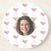 Aangepaste foto gezicht & cocktail | Gepersonalise Zandsteen Onderzetter (Voorkant)