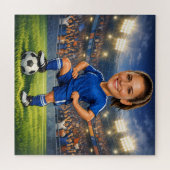 Aangepaste foto-gezicht voetbal ster karikatuur legpuzzel (Horizontaal)