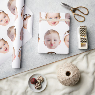 Aangepaste foto-gezichtscadeau Aangepast verjaarda Cadeaupapier