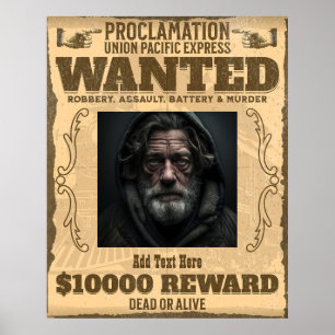 Aangepaste foto Gezocht: Dood of Levend Vintage We Poster