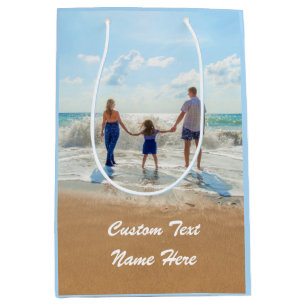Aangepaste Foto Gift Bag Uw Foto's en Tekstnaam Medium Cadeauzakje