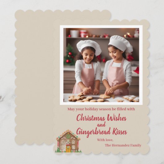 Aangepaste foto Gingerbread Holiday Kaart (Voorkant / Achterkant)