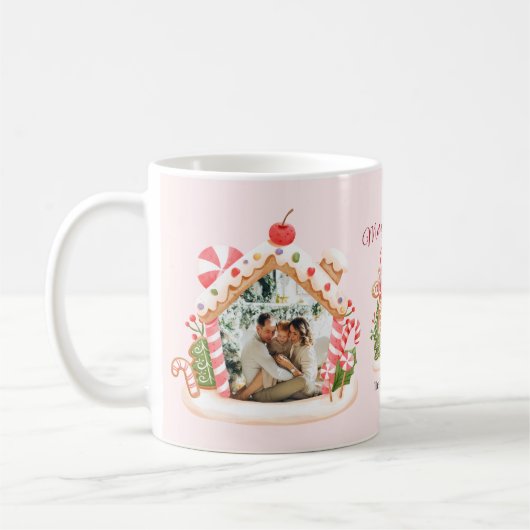 Aangepaste foto Gingerbread House Kerstmis Koffiemok (Links)