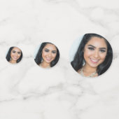 Aangepaste foto glam blauwe glitterspetters Quince Confetti (Achterkanten)