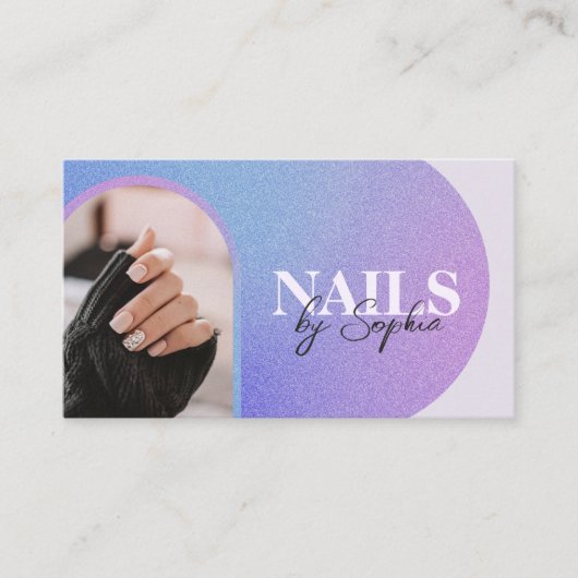 aangepaste foto Glitter Sparkling Nail Beauty Salo Visitekaartje (Voorkant)